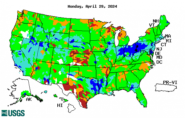 WaterWatch current Drought conditions map