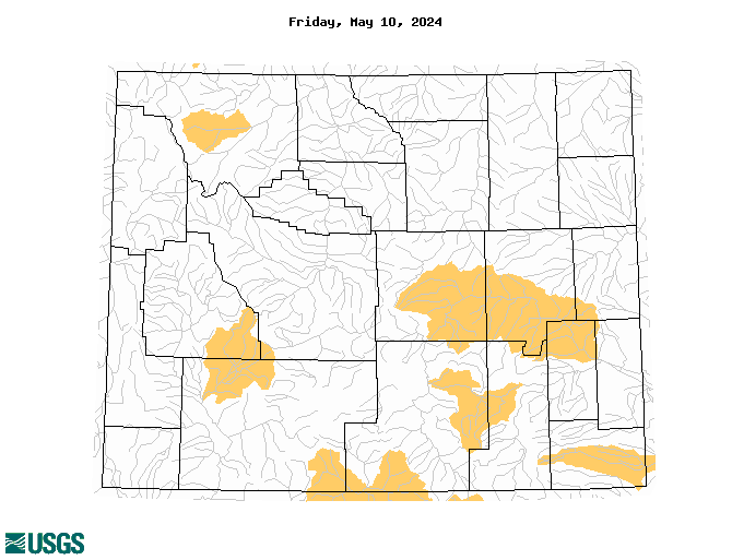 below normal 7-day average streamflow condition map