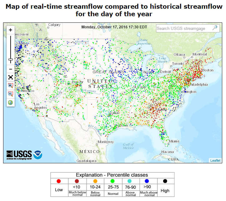 USGS WaterWatch Streamflow conditions