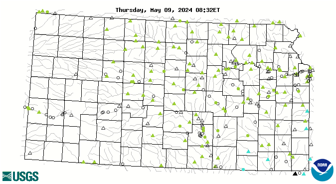Kansas Real-Time Streamflow and Flood Map