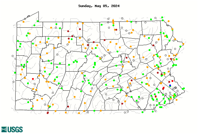 7-day average streamflow compared to historical streamflow