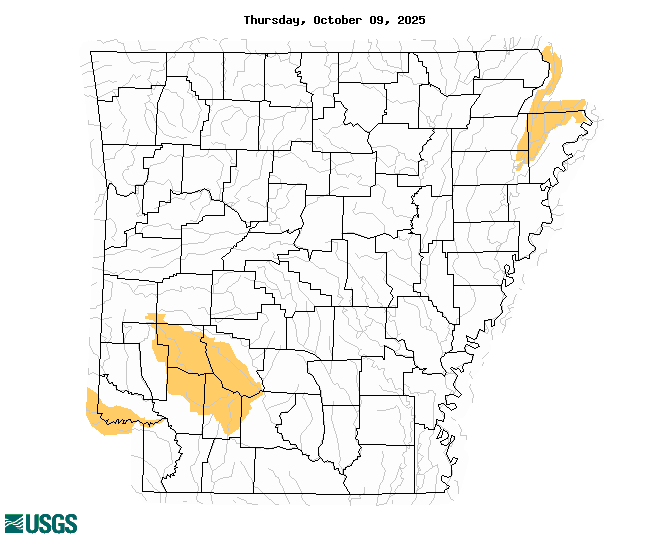 below normal 7-day average streamflow condition map