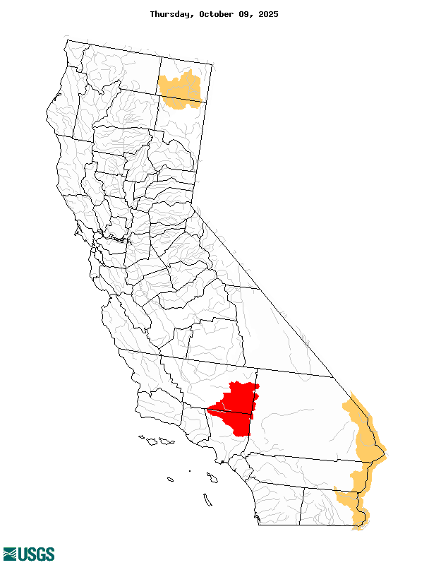 below normal 7-day average streamflow condition map