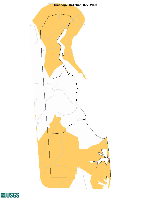 below normal 7-day average streamflow condition map