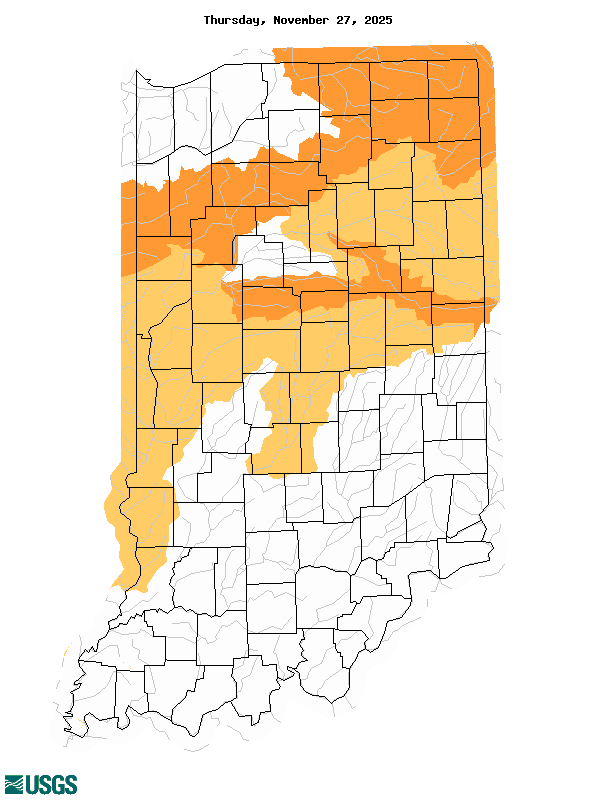 below normal 7-day average streamflow condition map