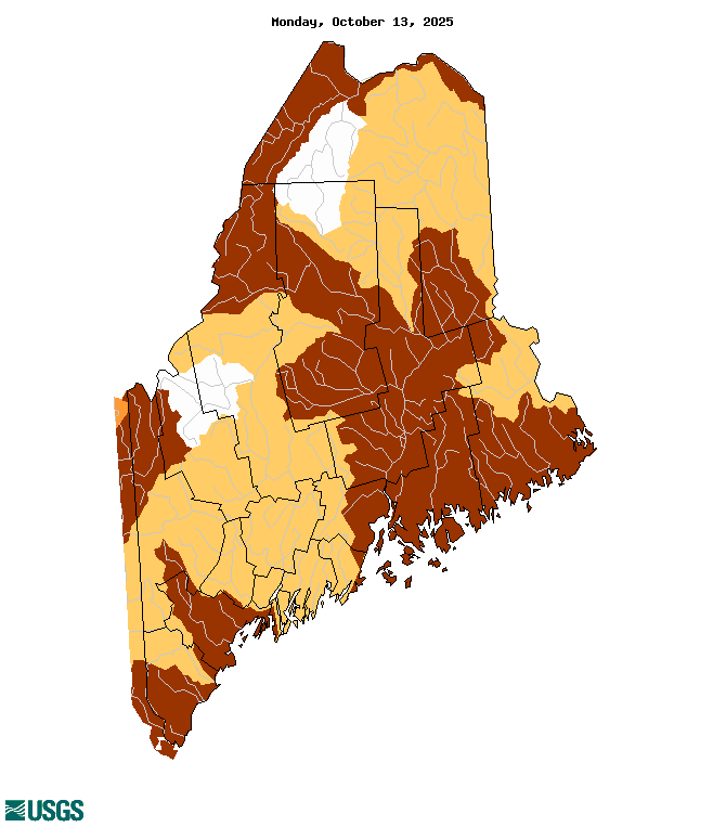 below normal 7-day average streamflow condition map