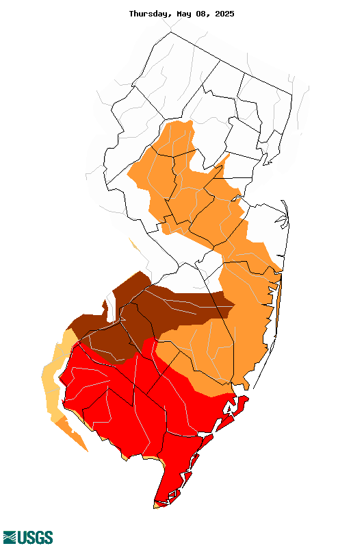 below normal 7-day average streamflow condition map