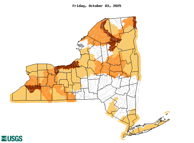 below normal 7-day average streamflow condition map