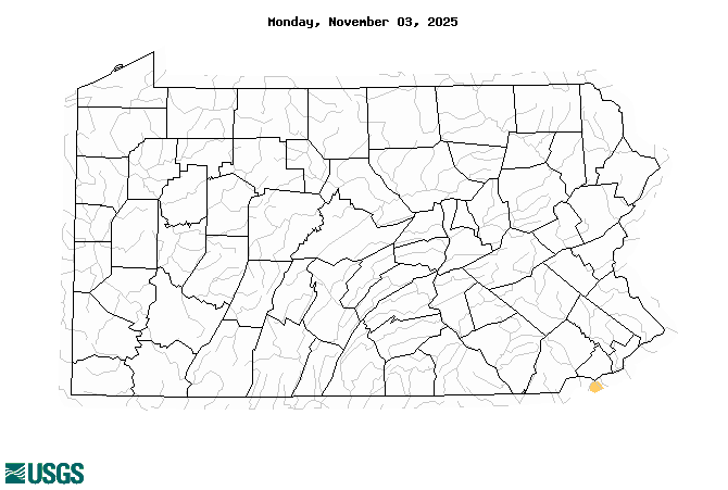 below normal 7-day average streamflow condition map