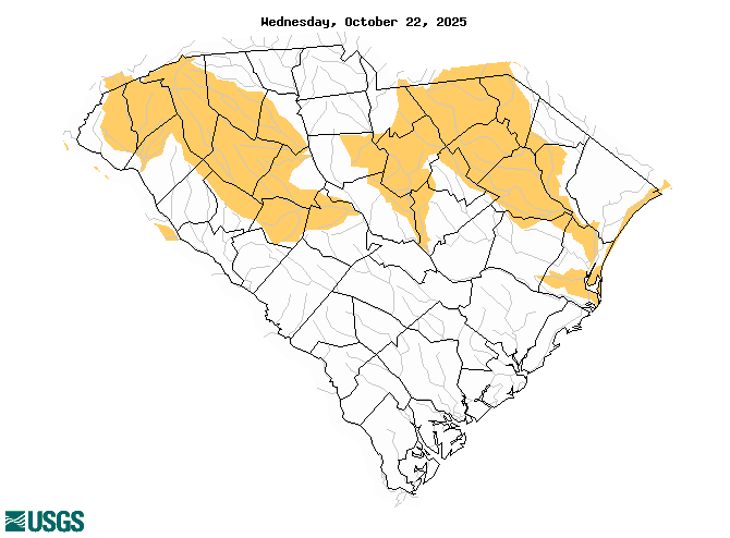 below normal 7-day average streamflow condition map