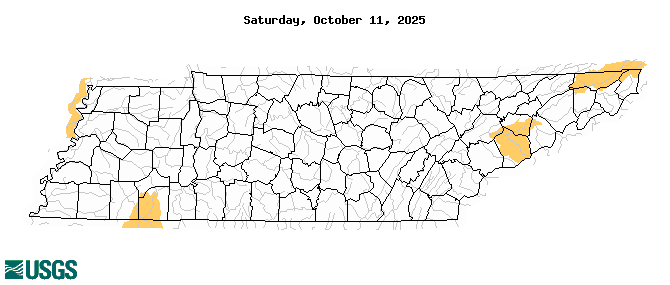 below normal 7-day average streamflow condition map