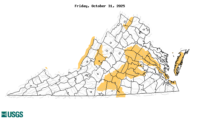 below normal 7-day average streamflow condition map