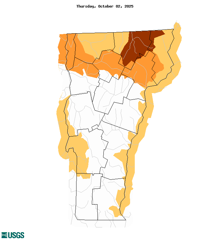 below normal 7-day average streamflow condition map