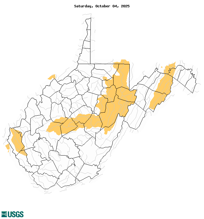 below normal 7-day average streamflow condition map