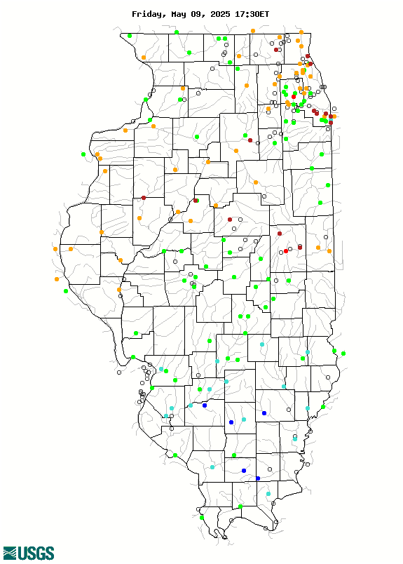 Map of , showing which states provide real-time computed water-quality data