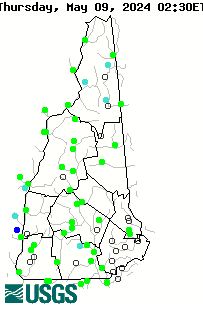 Stream gage levels in New Hampshire, relative to 30 year average.