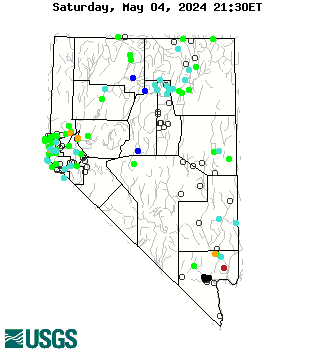 Stream gage levels in Nevada, relative to 30 year average.