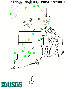 Stream gage levels in Rhode Island, relative to 30 year average.