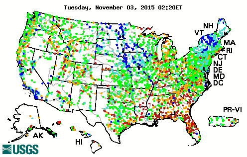 Current streamflow conditions for the nation.