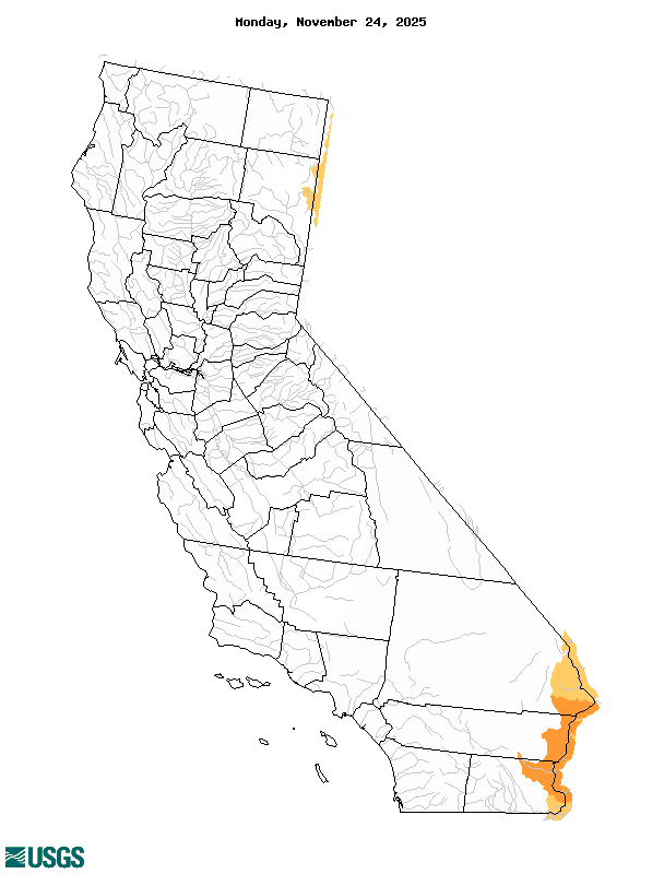 below normal 7-day average streamflow condition map