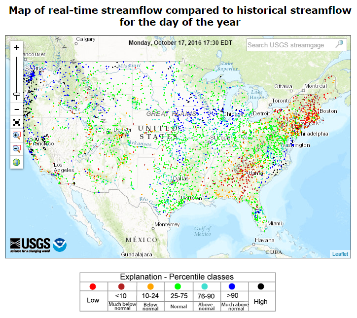 Seamless real-time streamflow map and click to view a large image with more options