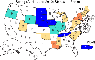 April-June statewide ranks