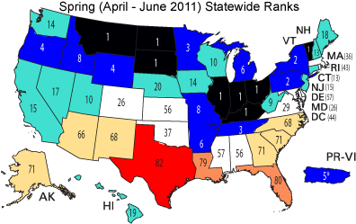 April-June statewide ranks