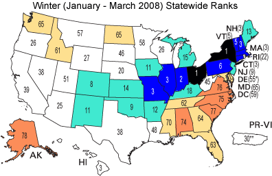 January-March statewide ranks