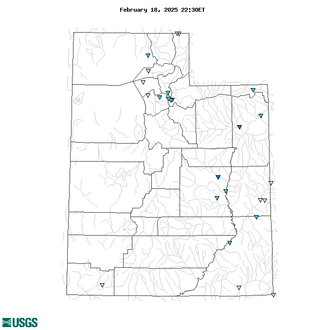 Map of , showing which states provide real-time computed water-quality data