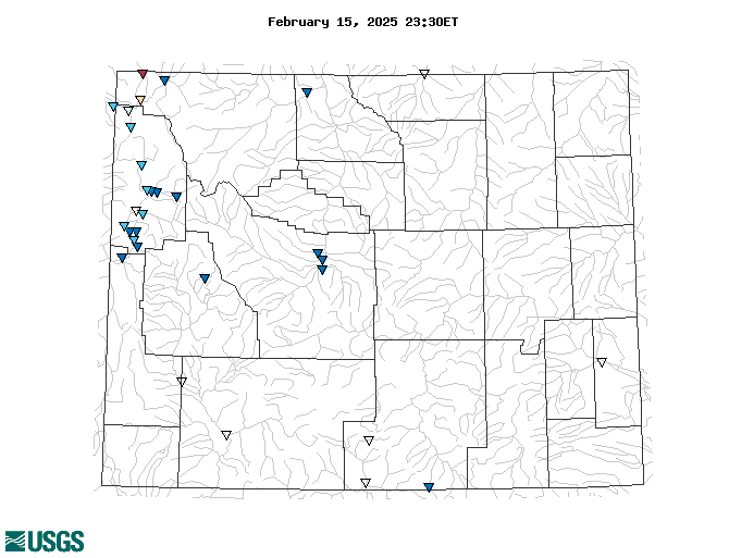 Map of , showing which states provide real-time computed water-quality data