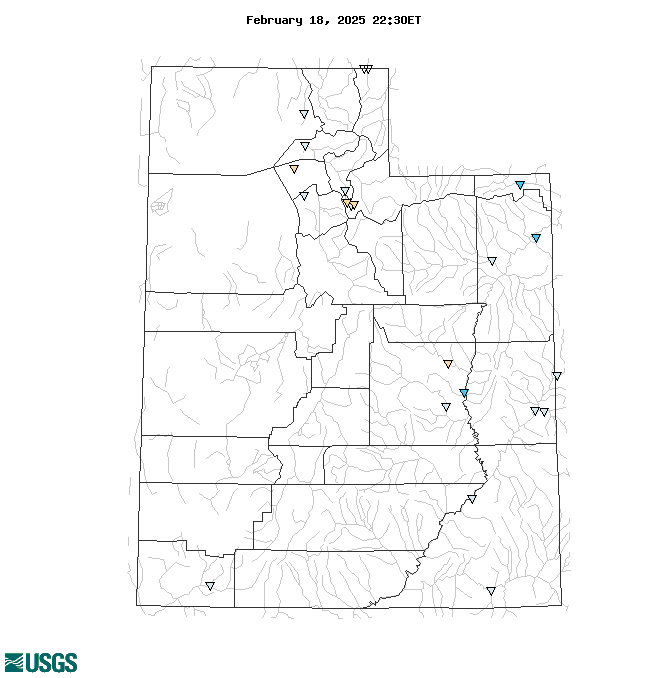 Map of , showing which states provide real-time computed water-quality data